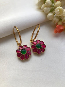Ruby green flower earrings-Earrings-PL-House of Taamara