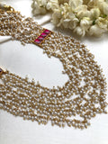 Ruby kundan and pearls bunch necklace (MADE TO ORDER)-Silver Neckpiece-PL-House of Taamara