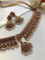 Ruby kundan maata patti, SET-Silver Neckpiece-PL-House of Taamara