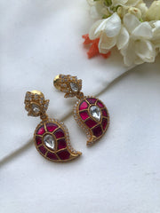 Ruby paisley with zircons studds-Earrings-PL-House of Taamara