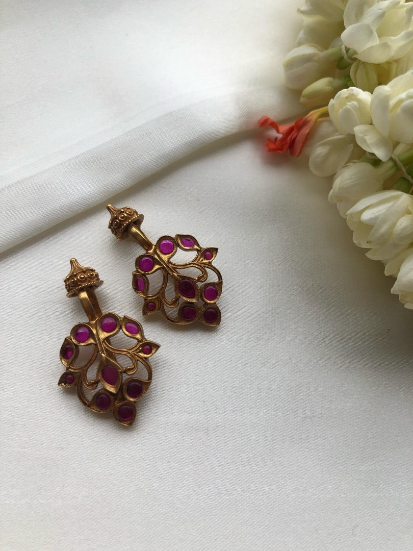 Ruby spinel clip on bugadi-Earrings-PL-House of Taamara