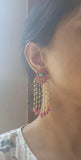 Ruby turquoise Latkan earrings with ruby drops-Earrings-PL-House of Taamara