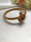 Ruby & zircon vintage style golusu bangle with screw (MADE TO ORDER)-Silver Bracelet-PL-House of Taamara