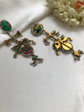 Semi precious kundan earrings with antique pearls-Earrings-PL-House of Taamara