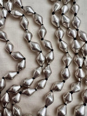 Silver dholki beads 3 layer chain-Silver Neckpiece-CI-House of Taamara