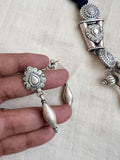 Silver intricate vintage inspired pendant with black dori necklace, set-Silver Neckpiece-CI-House of Taamara