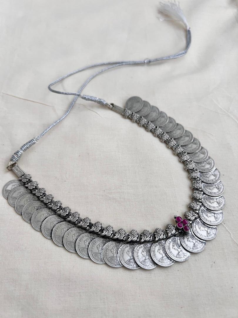 Silver kasumala with pink kemp-Silver Neckpiece-CI-House of Taamara