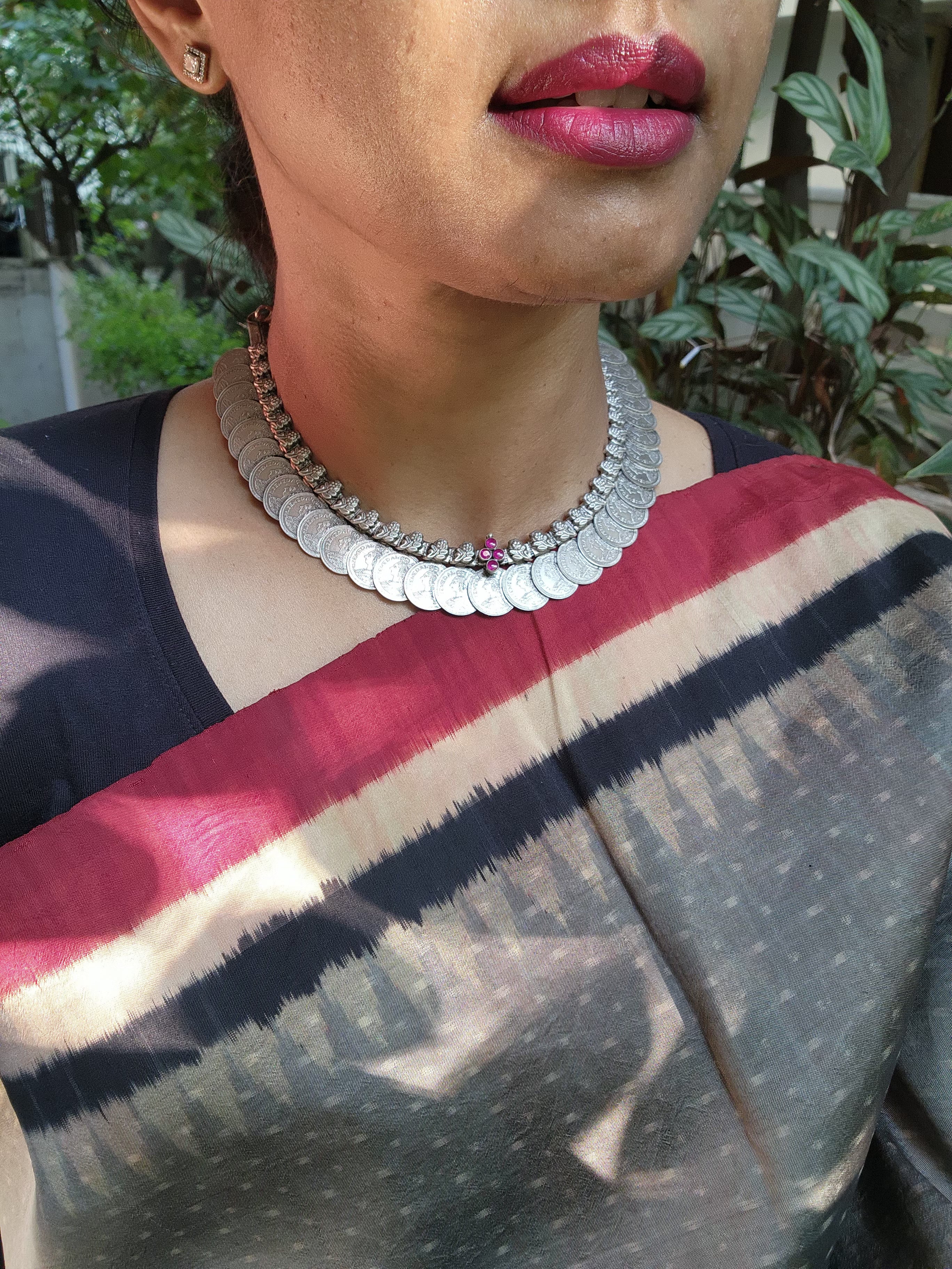 Silver kasumala with pink kemp-Silver Neckpiece-CI-House of Taamara