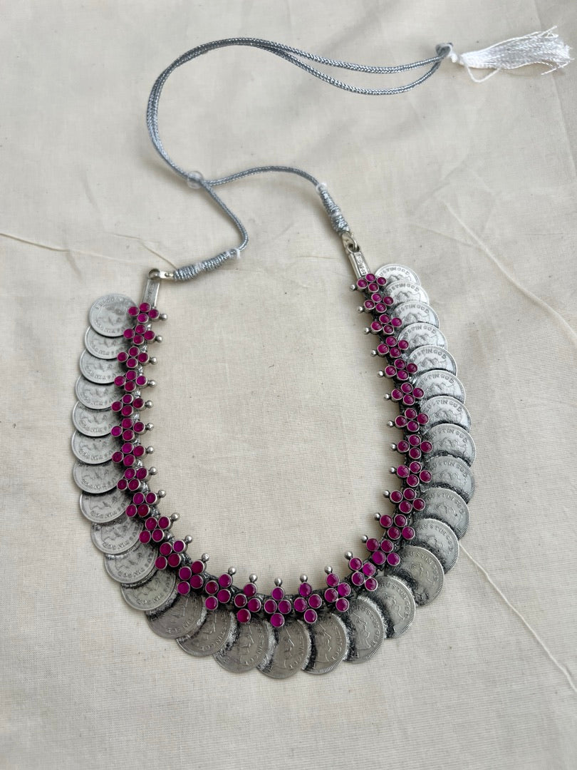 Silver kasumala with pink kemp-Silver Neckpiece-CI-House of Taamara