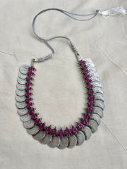 Silver kasumala with pink kemp-Silver Neckpiece-CI-House of Taamara
