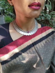 Silver kasumala with pink kemp-Silver Neckpiece-CI-House of Taamara