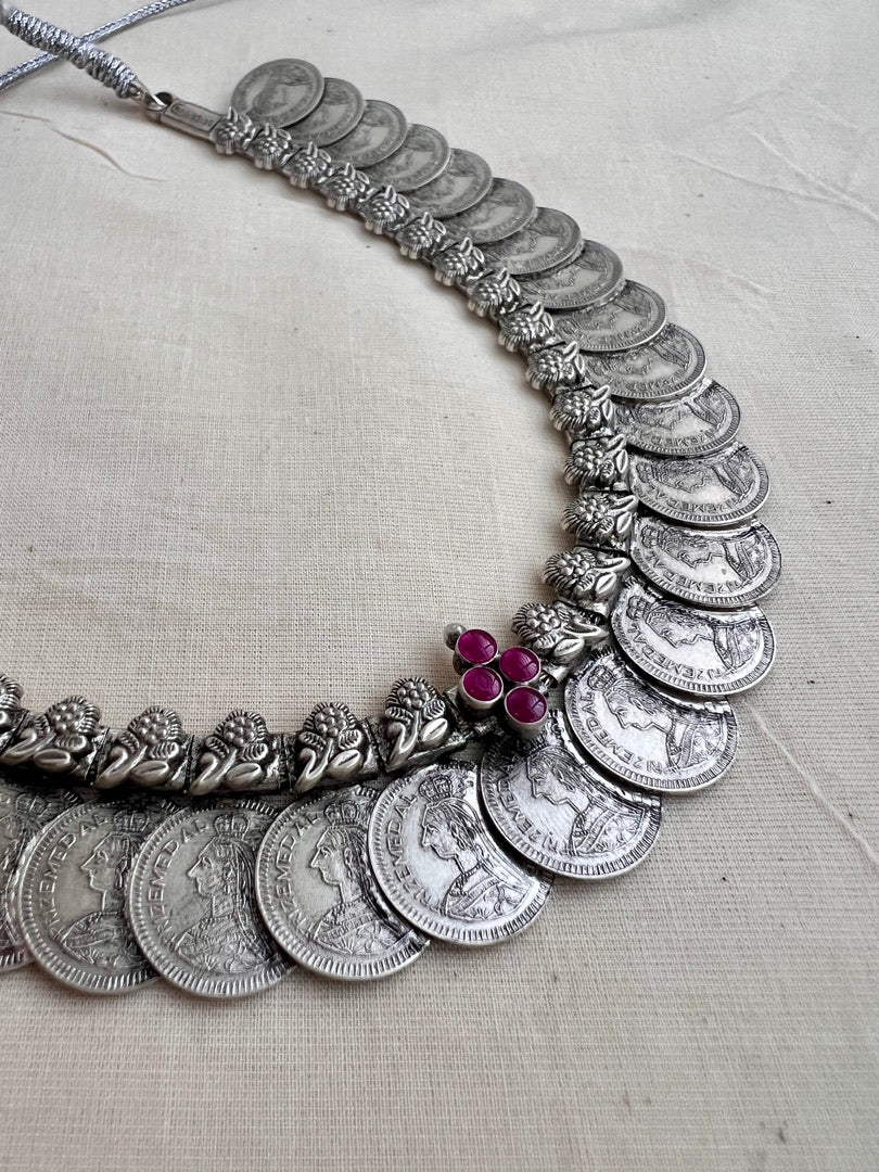 Silver kasumala with pink kemp-Silver Neckpiece-CI-House of Taamara