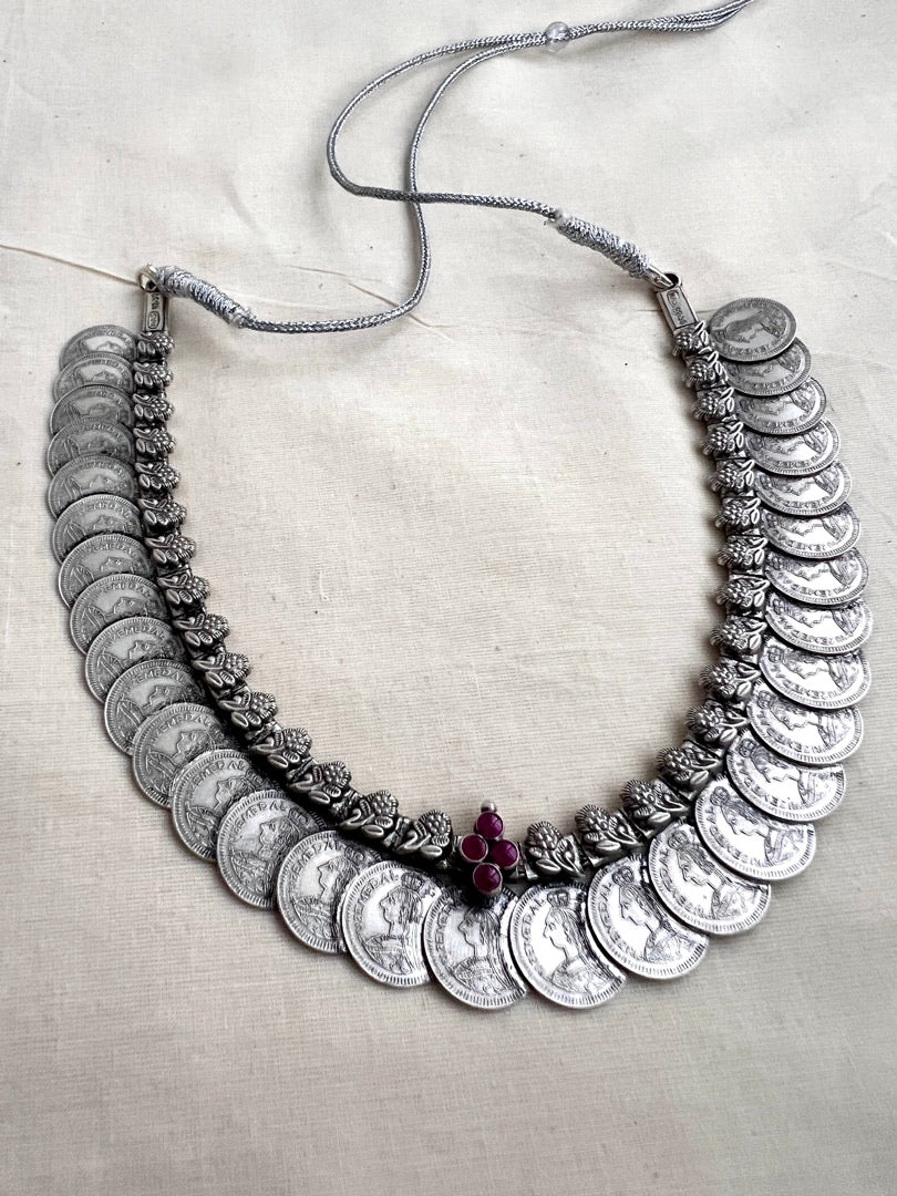 Silver kasumala with pink kemp-Silver Neckpiece-CI-House of Taamara