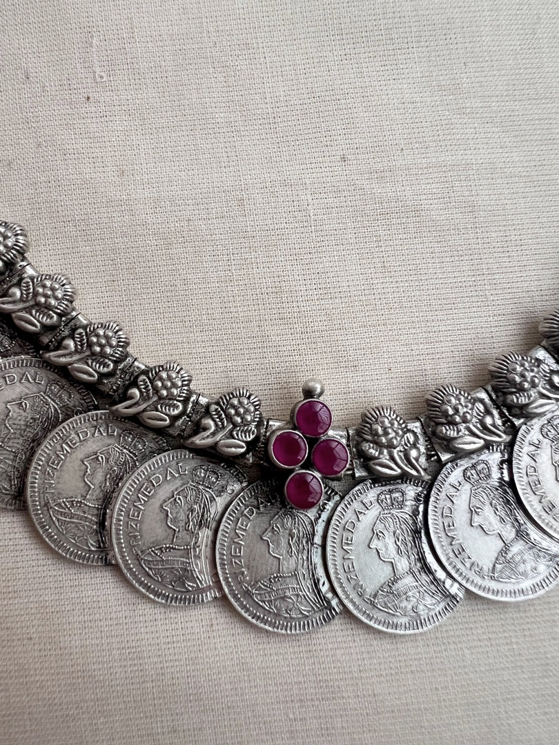 Silver kasumala with pink kemp-Silver Neckpiece-CI-House of Taamara