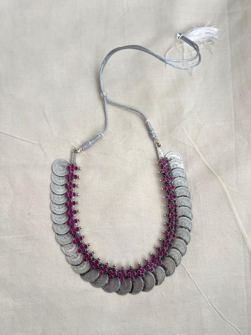 Silver kasumala with pink kemp-Silver Neckpiece-CI-House of Taamara
