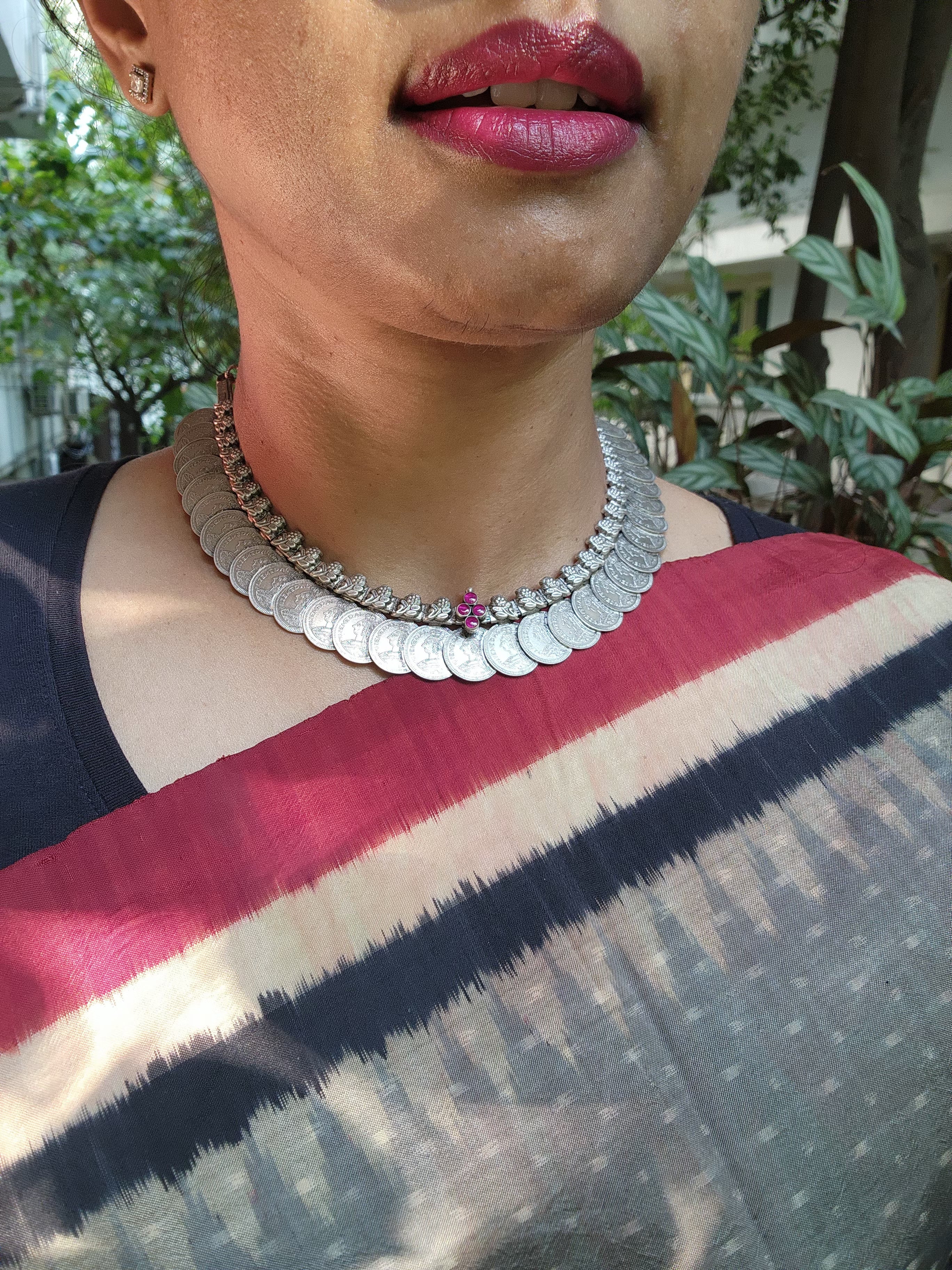 Silver kasumala with pink kemp-Silver Neckpiece-CI-House of Taamara