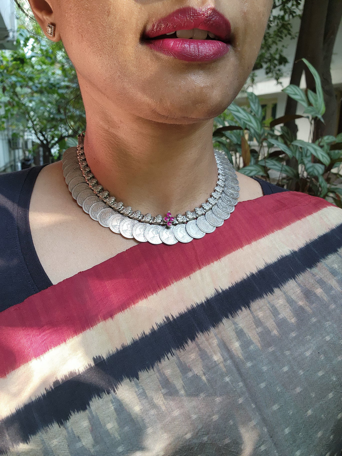 Silver kasumala with pink kemp-Silver Neckpiece-CI-House of Taamara