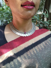 Silver kasumala with pink kemp-Silver Neckpiece-CI-House of Taamara
