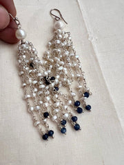 Silver pearls & blue iolite beads bunch necklace, SET-Silver Neckpiece-CI-House of Taamara