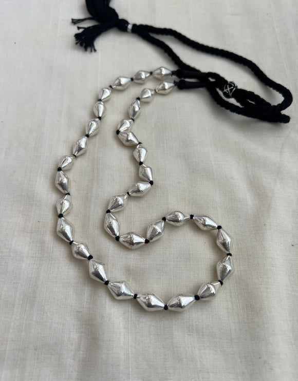 Silver polish one line dholki beads necklace-Silver Neckpiece-CI-House of Taamara