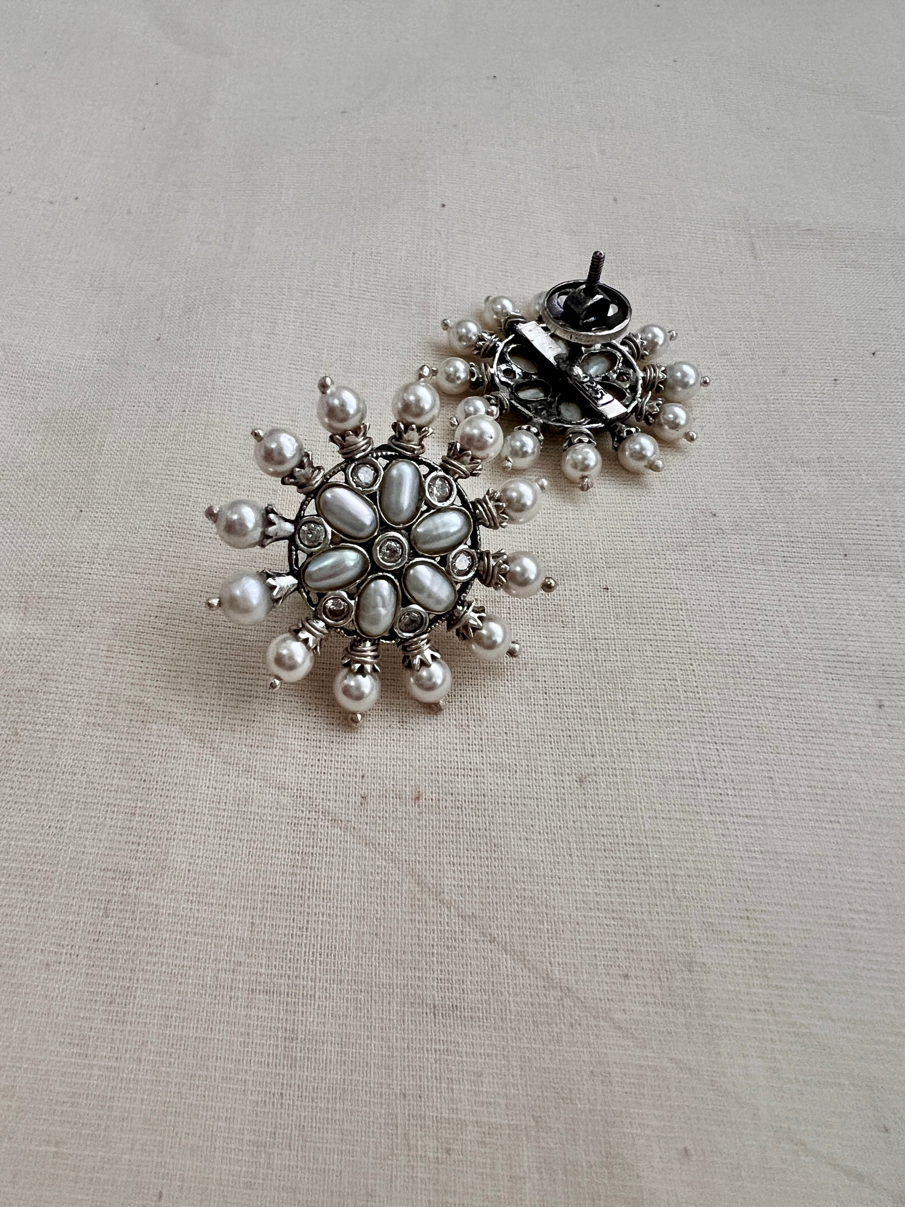 Silver studs with pearls-Earrings-CI-House of Taamara