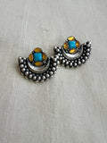 Silver turquoise & citrine earrings-Earrings-CI-House of Taamara