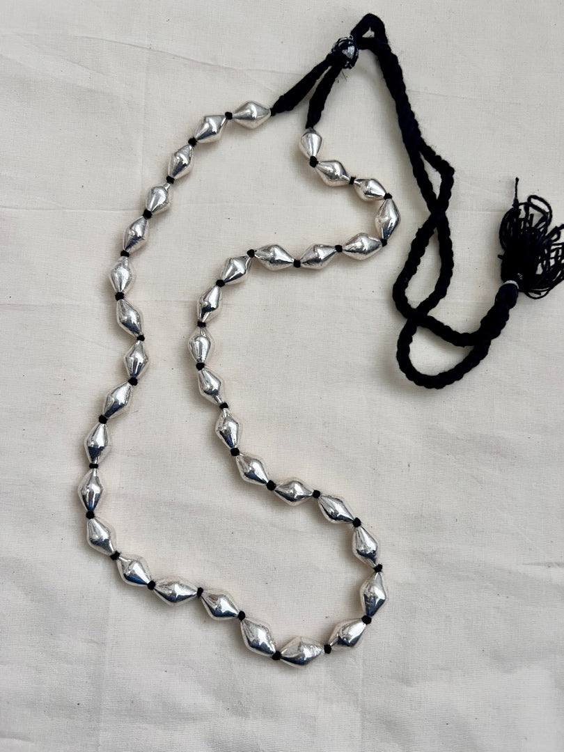 Silver wax beads single layer chain-Silver Neckpiece-CI-House of Taamara