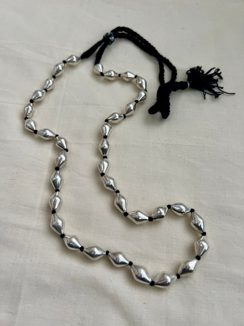 Silver wax beads single layer chain-Silver Neckpiece-CI-House of Taamara