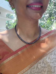 Single Line Akoya Pearls-Silver Neckpiece-House of Taamara-House of Taamara