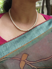 Single Line Akoya Pearls-Silver Neckpiece-House of Taamara-House of Taamara