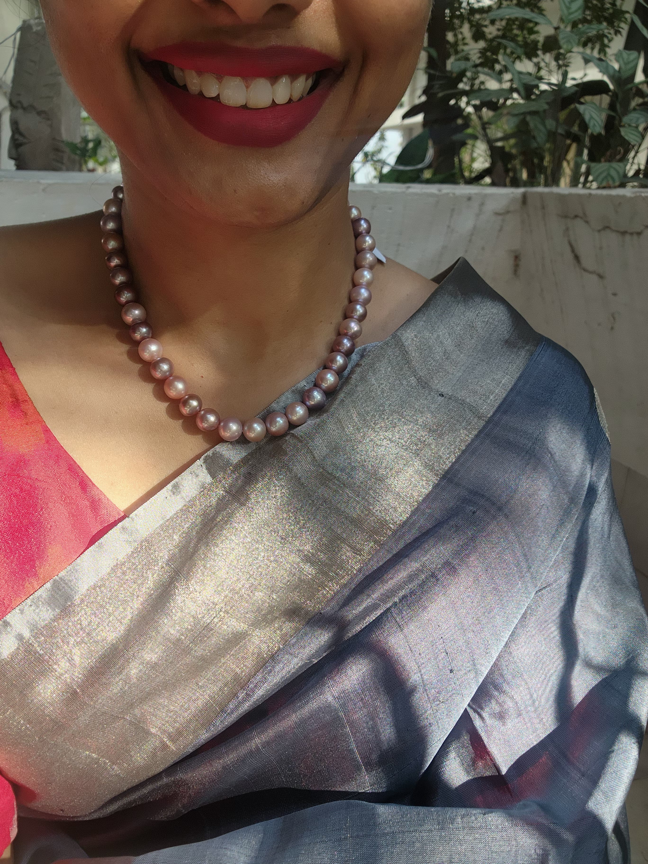 Single Line Fresh Water Pearls-Silver Neckpiece-House of Taamara-House of Taamara