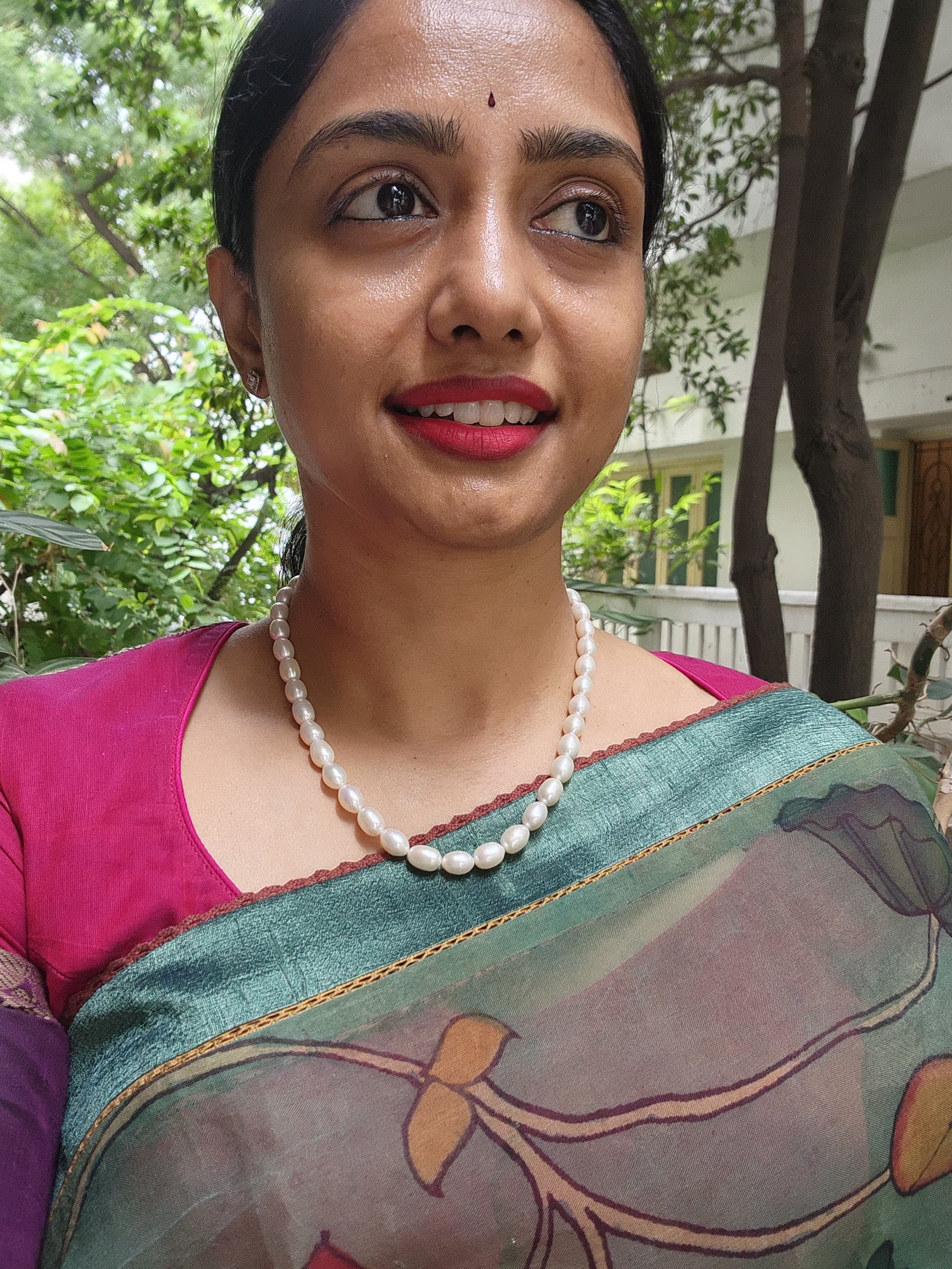 Single Line Fresh Water Pearls-Silver Neckpiece-House of Taamara-House of Taamara