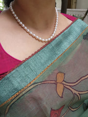 Single Line Fresh Water Pearls-Silver Neckpiece-House of Taamara-House of Taamara
