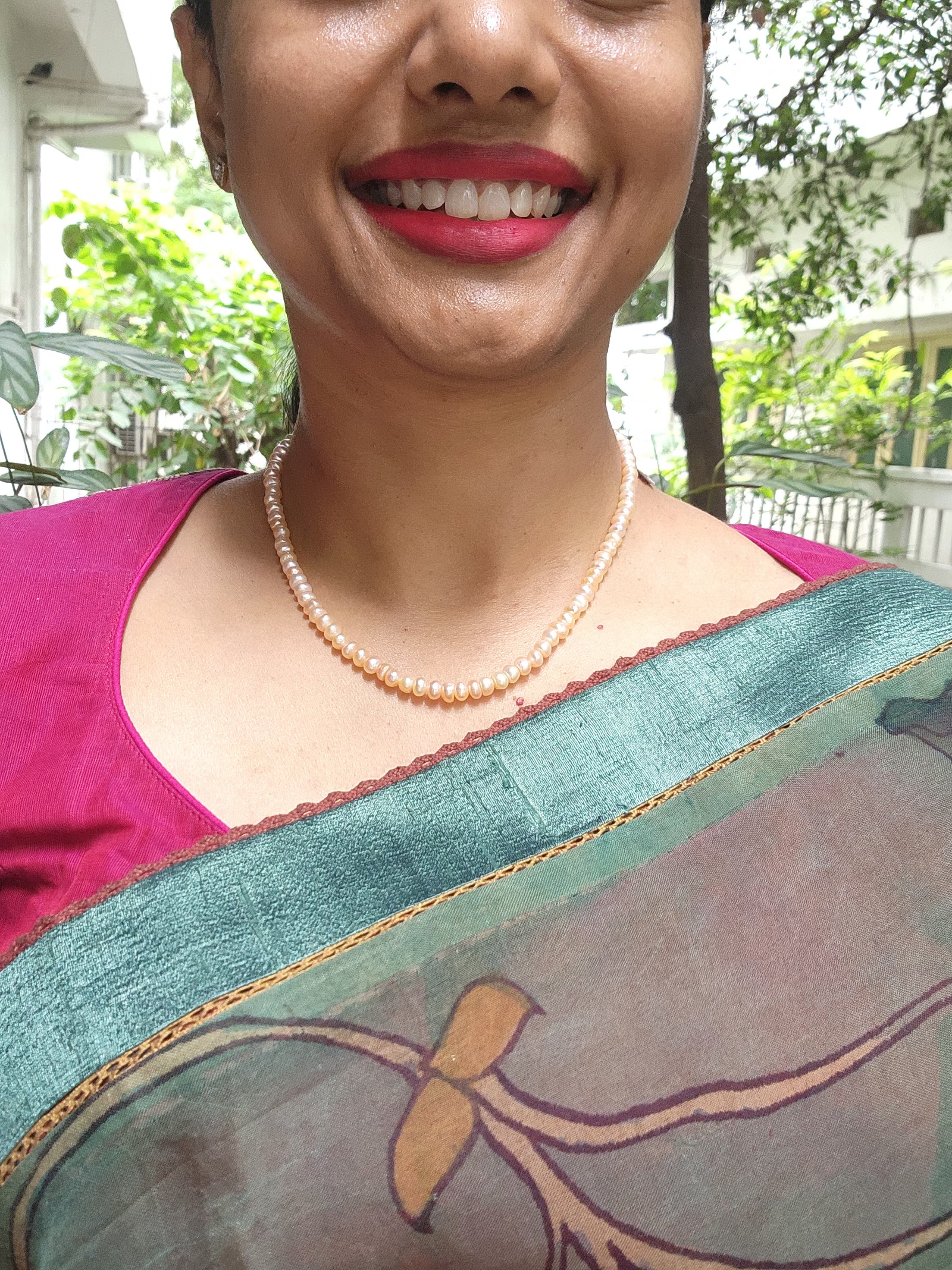 Single Line Fresh Water Pearls-Silver Neckpiece-House of Taamara-House of Taamara