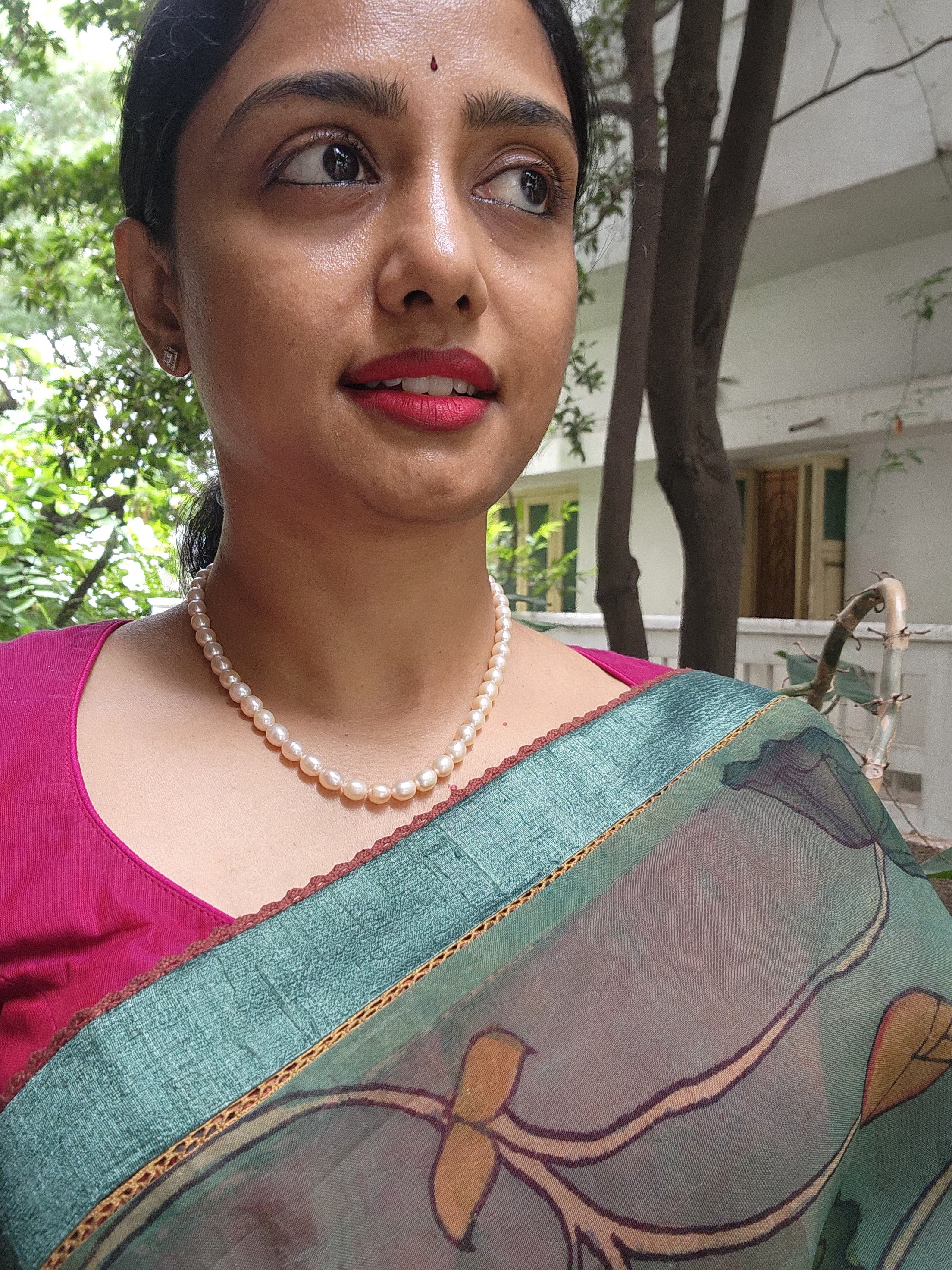 Single Line Fresh Water Pearls-Silver Neckpiece-House of Taamara-House of Taamara