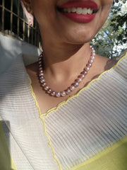 Single Line Fresh Water Pearls-Silver Neckpiece-House of Taamara-House of Taamara