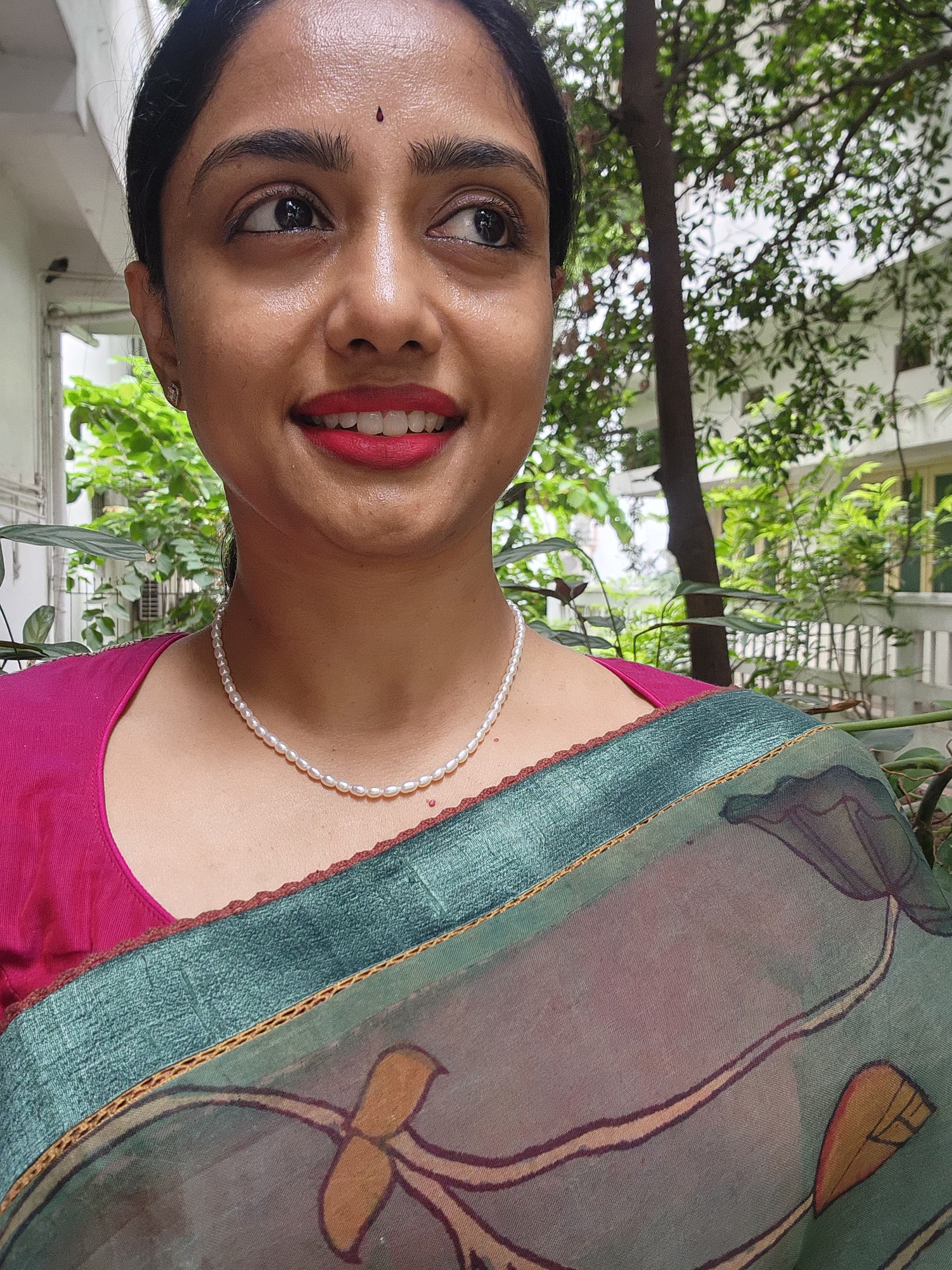 Single Line Fresh Water Pearls-Silver Neckpiece-House of Taamara-House of Taamara