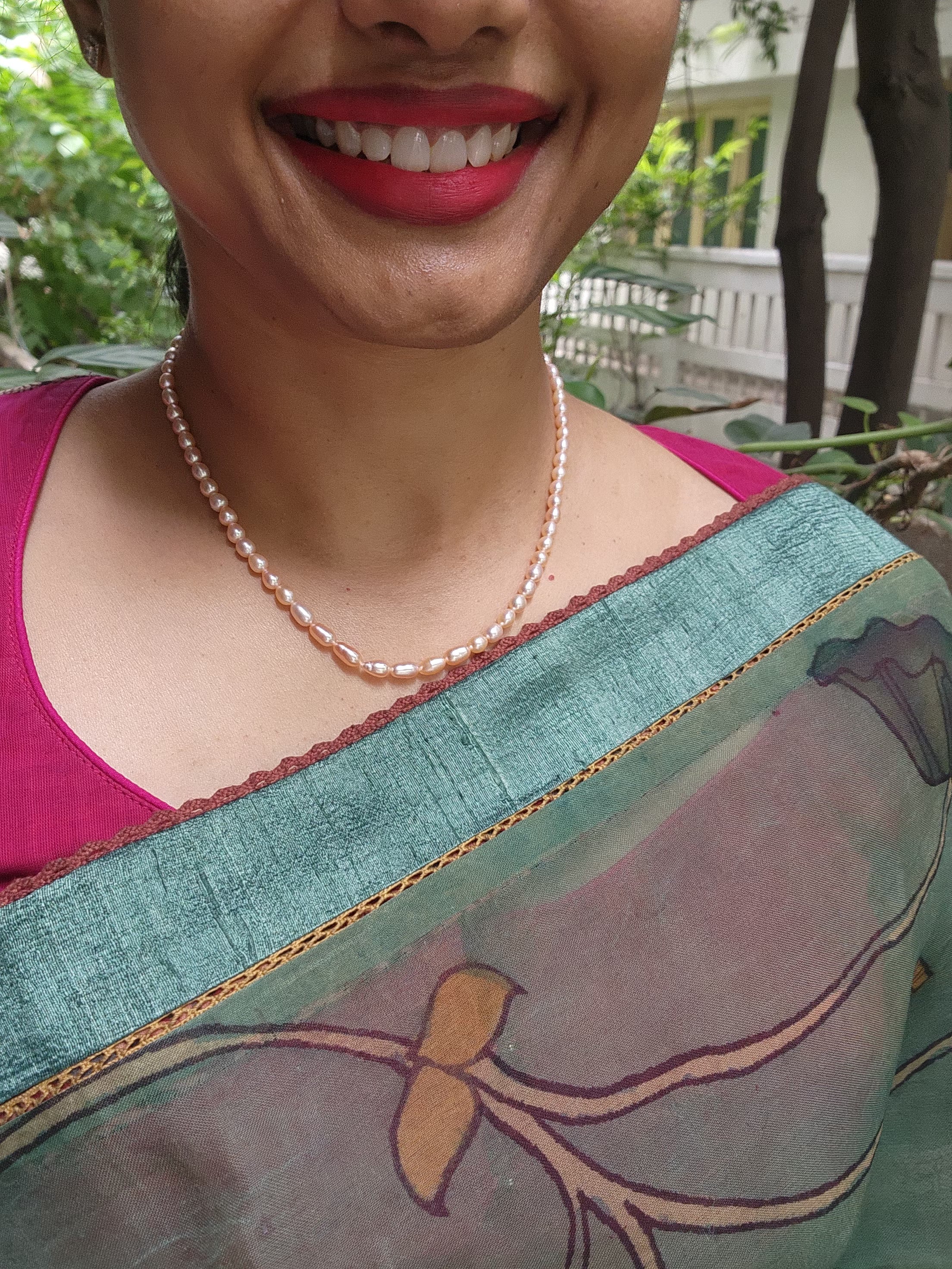 Single Line Fresh Water Pearls-Silver Neckpiece-House of Taamara-House of Taamara