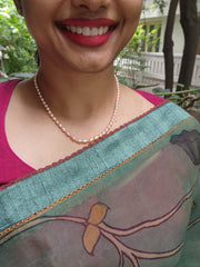 Single Line Fresh Water Pearls-Silver Neckpiece-House of Taamara-House of Taamara
