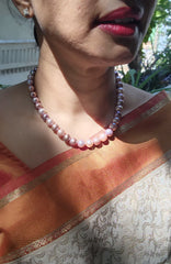 Single Line Fresh Water Pearls-Silver Neckpiece-House of Taamara-House of Taamara