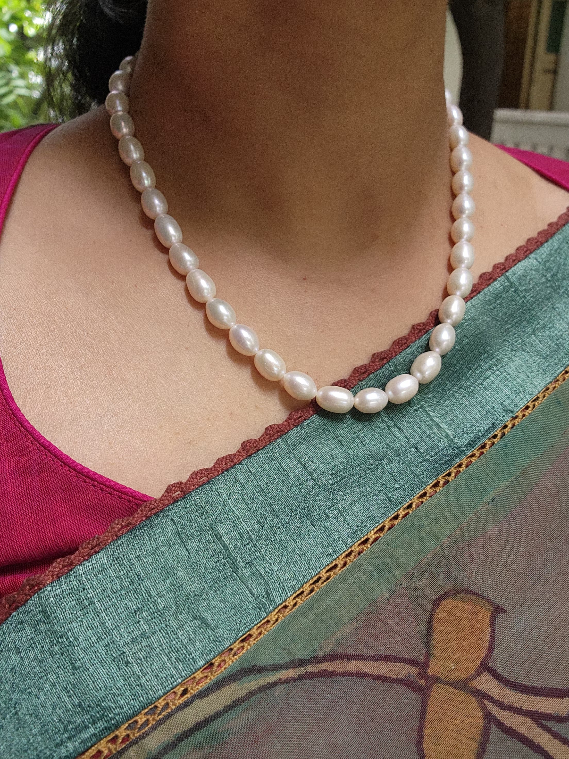 Single Line Fresh Water Pearls-Silver Neckpiece-House of Taamara-House of Taamara