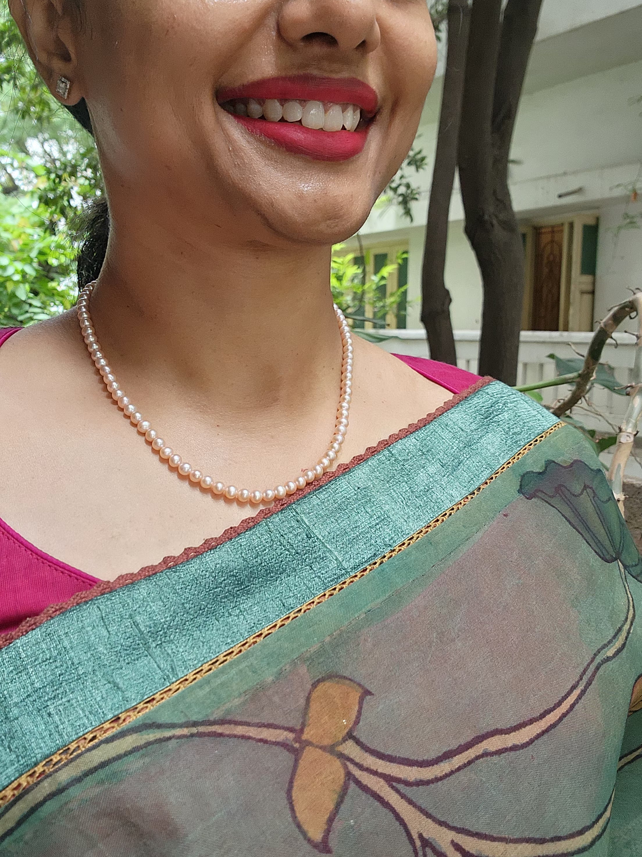 Single Line Fresh Water Pearls-Silver Neckpiece-House of Taamara-House of Taamara