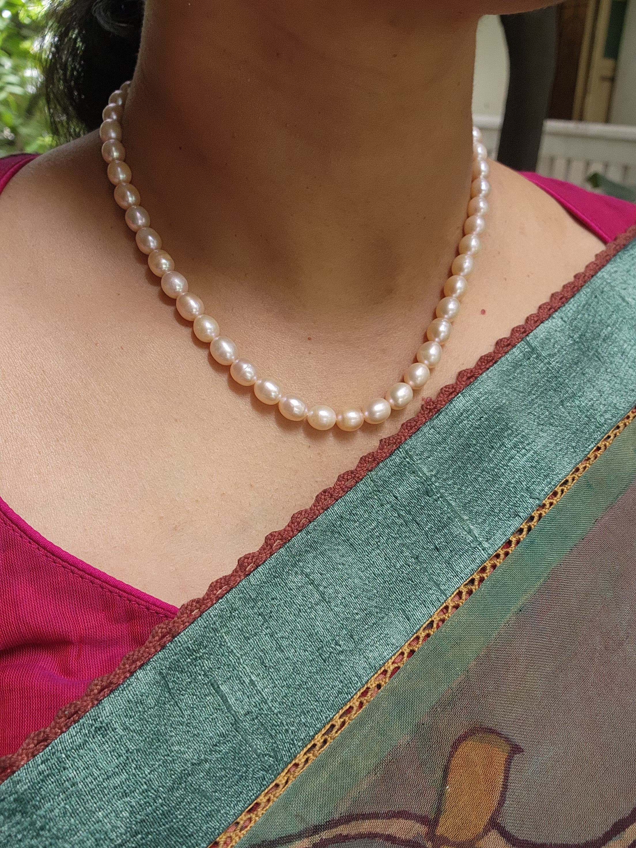 Single Line Fresh Water Pearls-Silver Neckpiece-House of Taamara-House of Taamara