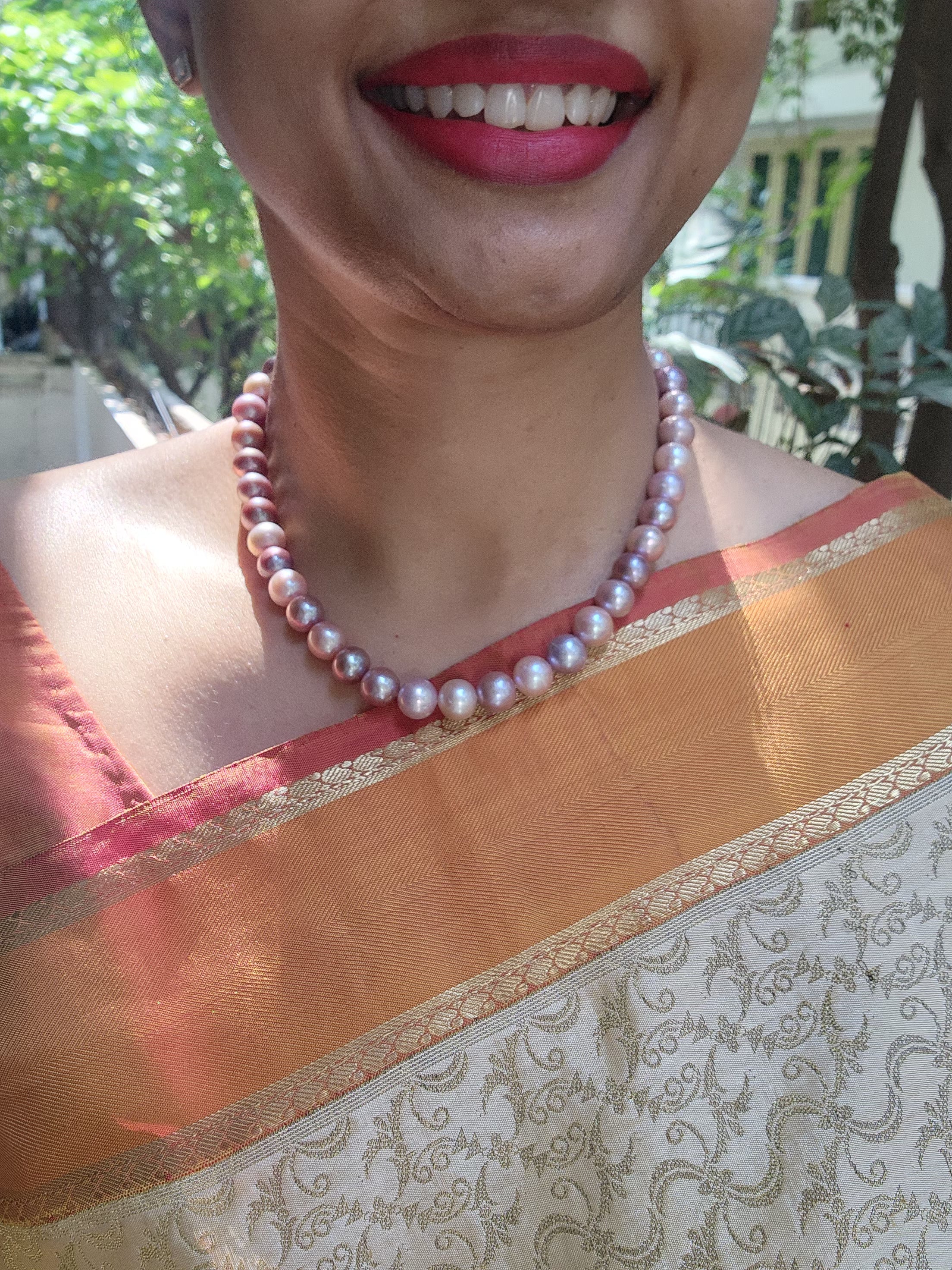 Single Line Fresh Water Pearls-Silver Neckpiece-House of Taamara-House of Taamara