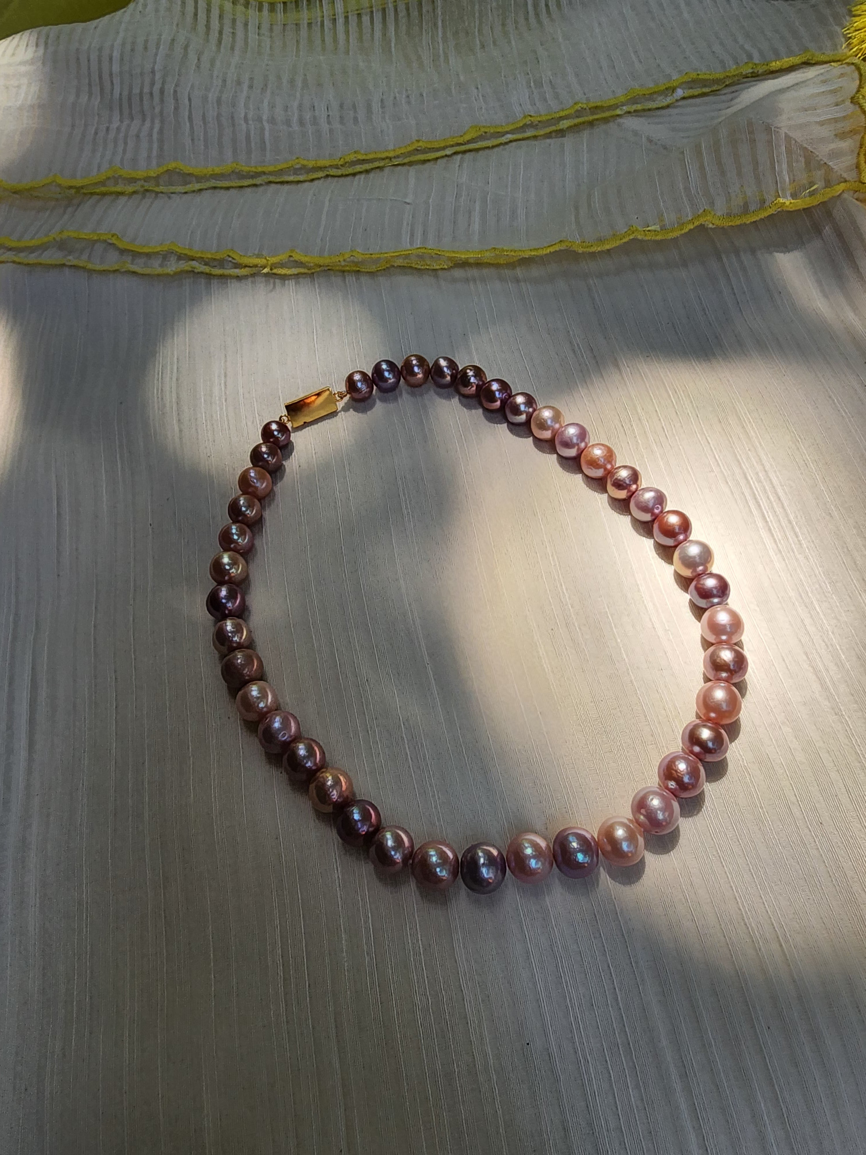 Single Line Fresh Water Pearls-Silver Neckpiece-House of Taamara-House of Taamara