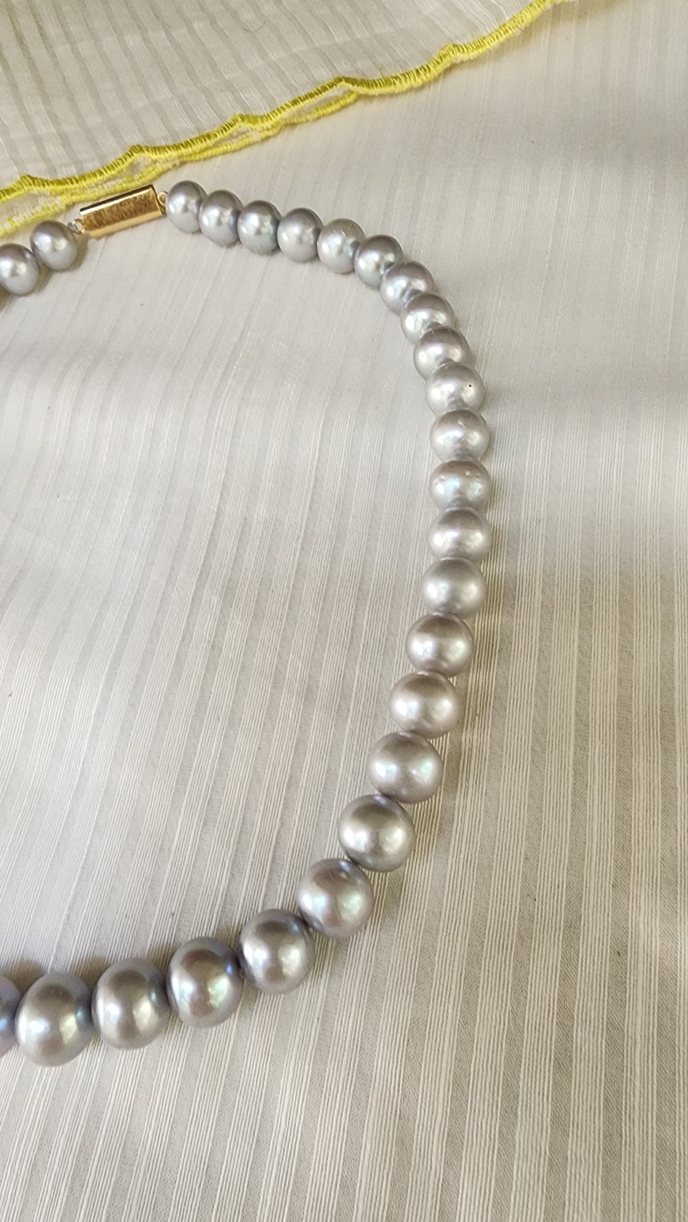 Single Line Fresh Water Pearls-Silver Neckpiece-House of Taamara-House of Taamara