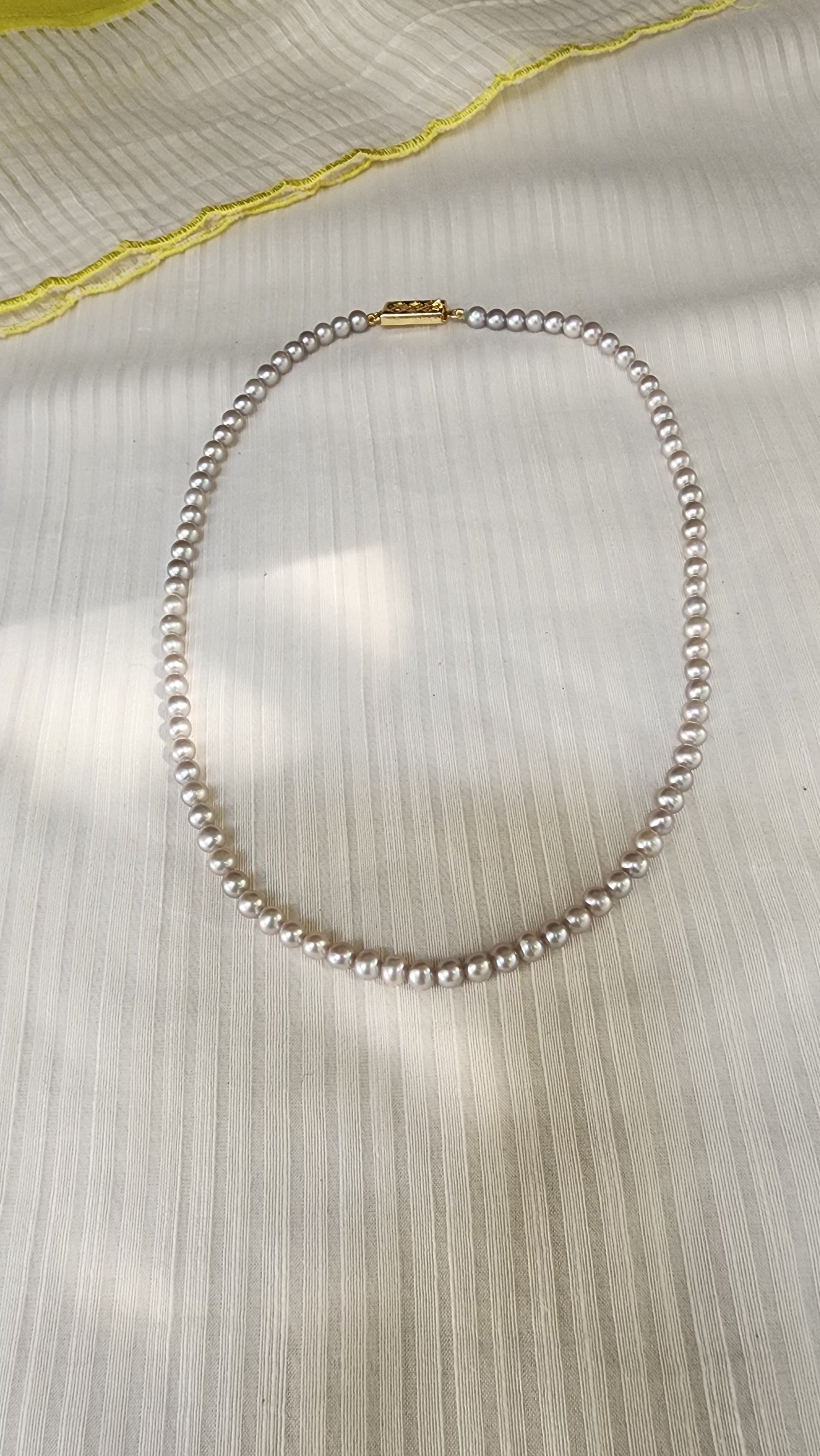 Single Line Fresh Water Pearls-Silver Neckpiece-House of Taamara-House of Taamara