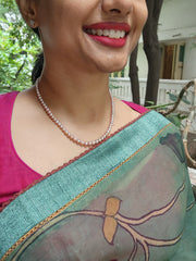 Single Line Fresh Water Pearls-Silver Neckpiece-House of Taamara-House of Taamara