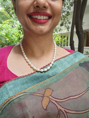 Single Line Fresh Water Pearls-Silver Neckpiece-House of Taamara-House of Taamara