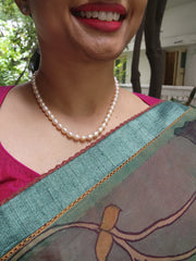 Single Line Fresh Water Pearls-Silver Neckpiece-House of Taamara-House of Taamara